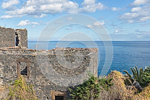 Ruin old house near coast of Canico at Madeira Island