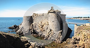 Ruin of the old medieval castle south of the island of yeu, Vendee in France