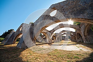 Ruin of old venetian boat repair yard in Gouvia