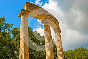 Ruin of Philipp's Temple in Olympia, Greece