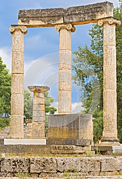 Ruin of Philipp's Temple in Olympia, Greece