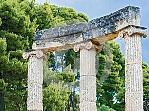 Ruin of Philipp's Temple in Olympia, Greece