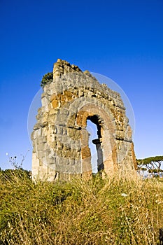 Ruin of the roman acqueduct Acqua Claudia.