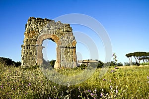 Ruin of the roman acqueduct Acqua Claudia.