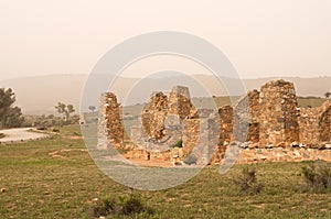 Ruin in sandstorm photo