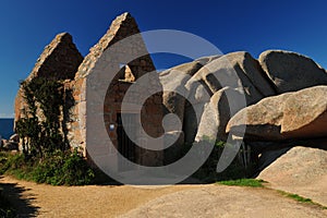 Ruin Of A Small Prison House On The Red Rock Coast In Ploumanach In Bretagne France