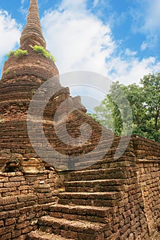 Ruin of stone wall and stair