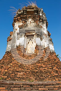 Ruin of the stupa at the ancient temple Wat Nakorn Kosa in Lopburi, Thailand.