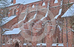 Ruins of Tartu cathedral on a winter night
