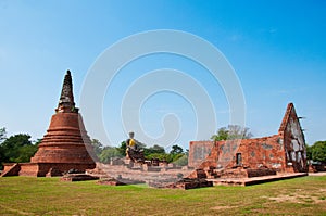 Ruin temple in Ayutthaya historical park, Thailand