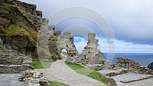 Ruin of Tintagel castle in Cornwall