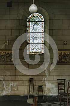 A ruined, abandoned, decaying and spooky church