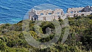 Ruined ancient house and the sea