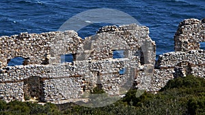 Ruined ancient house and the sea