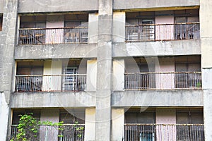 Ruined apartment building in Ikeshima, Nagasaki, Japan