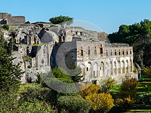 Ruined architecture in Italian city of Pompeii