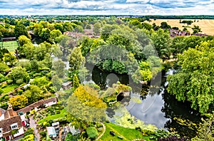 Ruined bridge across the Avon river in Warwick, England