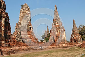 ruined buddhist temple (wat chai watthanaram) in ayutthaya (thailand)