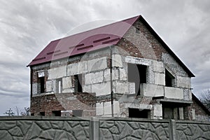 Ruined building of an abandoned building made of bricks