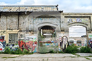 Ruined building with graffiti in Berlin