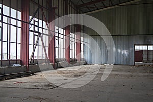 Ruined building, room with broken windows