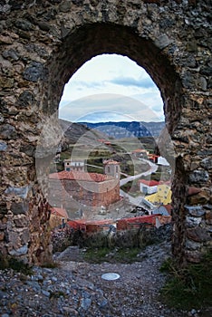 Ruined castle at Clavijo in province of Burgos in Castilla y Leon, Spain