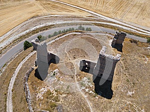 Ruined castle of Palenzuela areial view, Spain