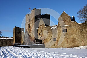 Ruined castle in snow