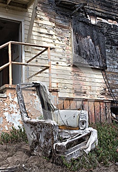 Ruined Chair Outside Burned Building