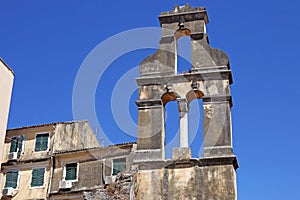 Ruined church bell tower Corfu