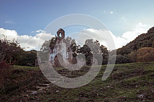 Ruined church in the middle of the forest, CÃÂ¡diz, Southern Spain photo