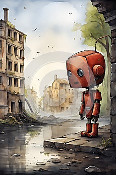 Ruined Cities: A Digital Lament of a Cartoon Robot in a Sorrowfu