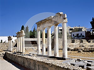 Ruined colonnade in the western excavation site