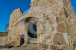 The ruined entrance to Brunton calciner at the tin mine workings, Botalack, Cornwall