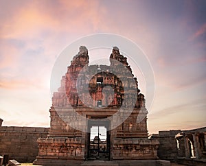 Ruined Entrance of Vittala Temple in Hampi, an ancient monument, Vijayanagar empire, Kingdom, Hampi, Karnataka, India photo