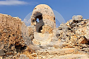 Ruined fire position - the remnants of war, Gramvousa fortress, Crete, Greece