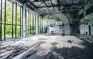Ruined gym in Sports Palace in Pripyat