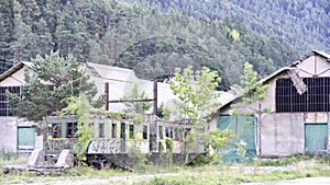 Ruined house in the old station of Canfranc in the province of Huesca