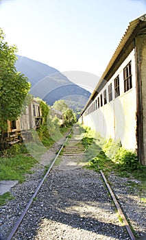 Ruined house in the old station of Canfranc in the province of Huesca