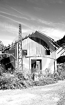 Ruined house in the old station of Canfranc in the province of Huesca, Aragon