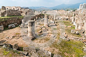 Ruined imperial hall in Tralleis Tralles ancient city in Aydin, Turkey