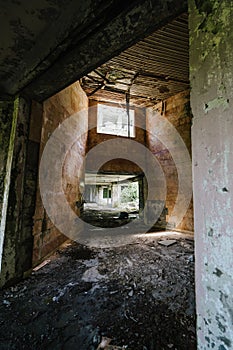 Ruined Interior of Abandoned Industrial Building