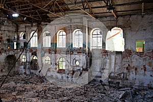 Ruined interior of abandoned Ramon sugar factory