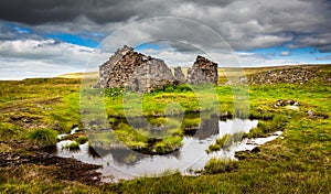 A ruined lead mine building