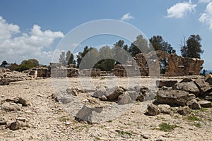 Ruined medieval fortress Saranta Kolones, Paphos, Cyprus