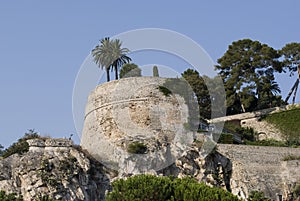 Ruined old castle walls in Monaco.