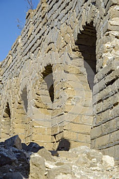 Ruined old stone staircase.