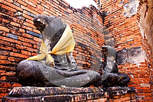 Ruined Old Temple of Ayutthaya, Thailand,