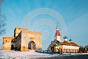 Ruined Orthodox Church Of The St. Nicholas Near New Church In Vilage