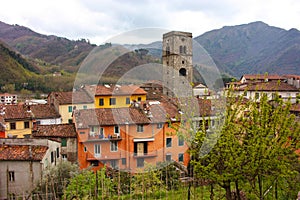 Ruined paths built in stone and rock in the Tuscan landscape in Borgo a Mozzano in an ancient medieval village